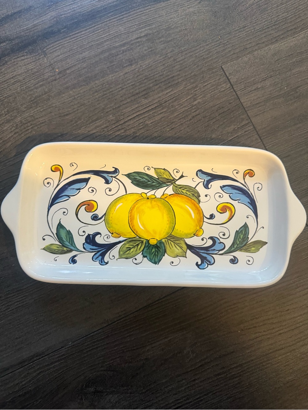 Nova Deruta Italian Ceramic Lemon Serving Tray Hand Painted